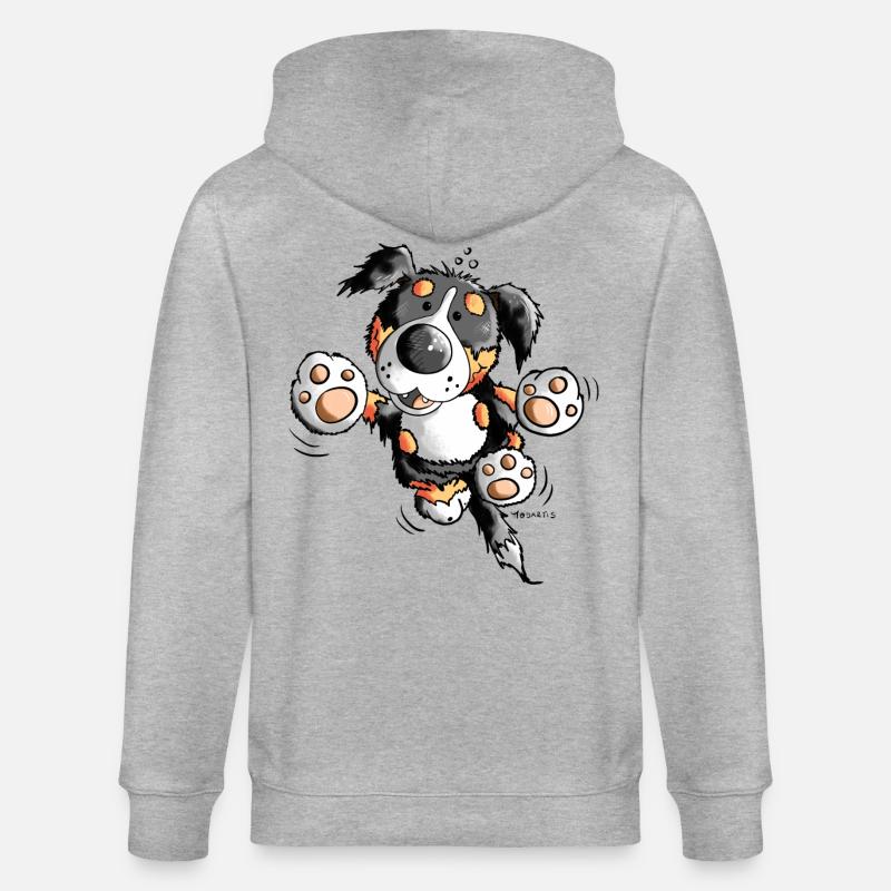 Brain der Berner Sennenhund - Stanley/Stella Unisex Bio-Kapuzenjacke CULTIVATOR  - Grau meliert