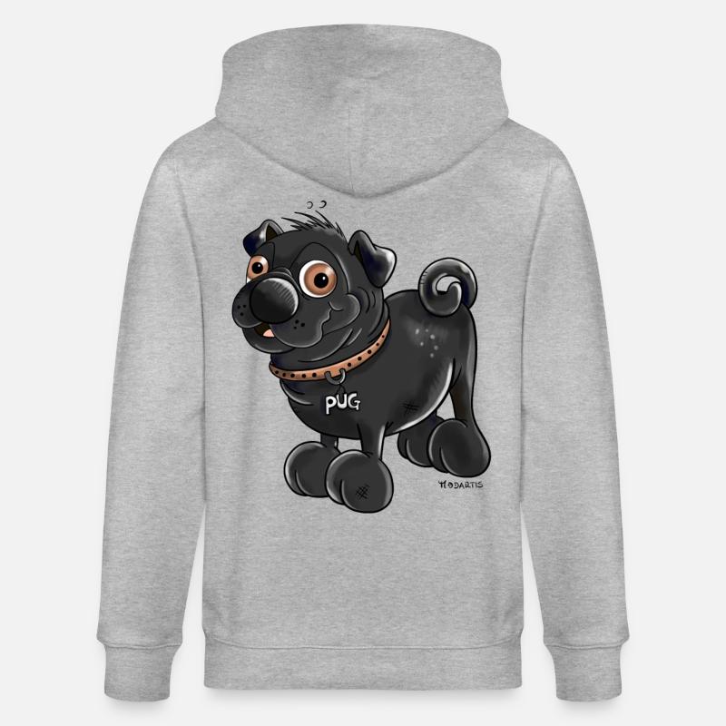 Da kommt ein Mops - Stanley/Stella Unisex Bio-Kapuzenjacke CULTIVATOR  - Grau meliert