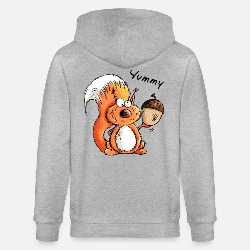 Yummy Eichhörnchen - Tier - Tiere - Comic - Stanley/Stella Unisex Bio-Kapuzenjacke CULTIVATOR  - Grau meliert