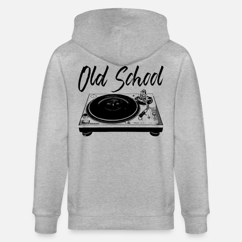 Old School - Turntables - Stanley/Stella CULTIVATOR  Unisex Organic Hooded Jacket - heather grey