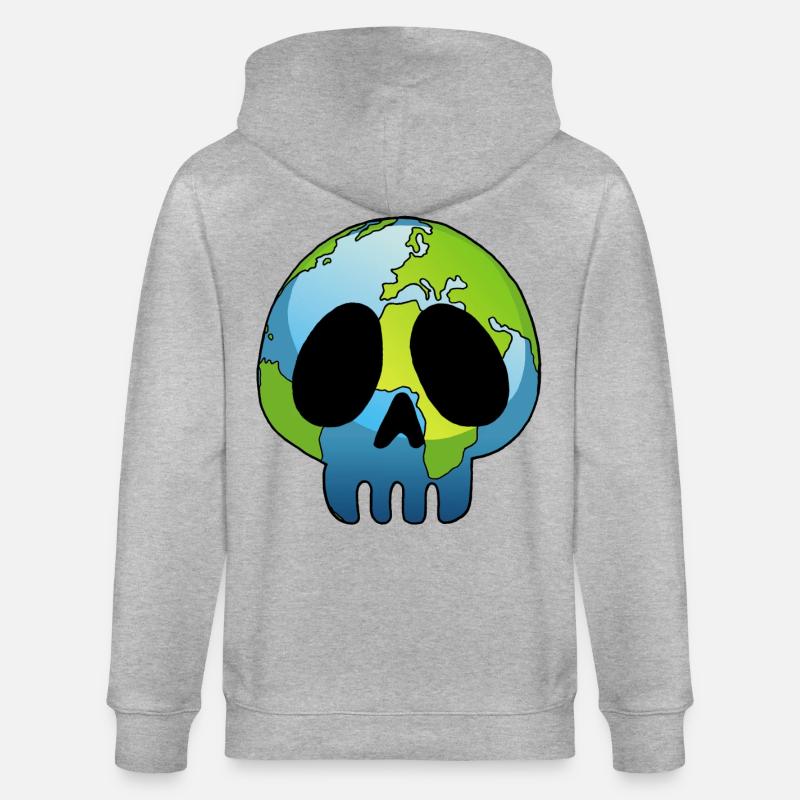 Schädel und Planet Erde - Stanley/Stella Unisex Bio-Kapuzenjacke CULTIVATOR  - Grau meliert