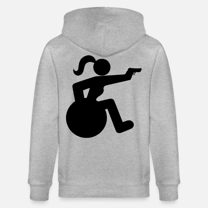Schießendes Rollstuhlmädchen. Rollstuhlsportlerin * - Stanley/Stella Unisex Bio-Kapuzenjacke CULTIVATOR - Grau meliert