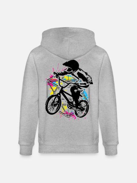 Bmx Racing Retro Bunt - Bmx Fahrrad - Bmx Cykel - Stanley/Stella økologisk unisex-hættejakke CULTIVATOR - grå meleret