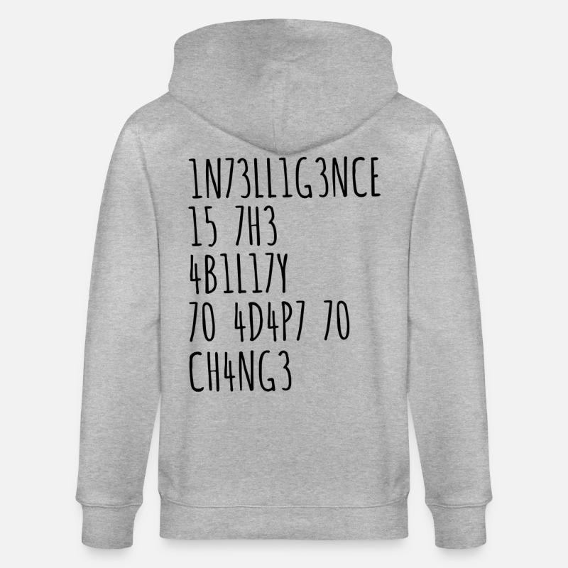 Intelligence drôle de dicton - Veste à capuche bio CULTIVATOR Stanley/Stella Unisexe - gris chiné