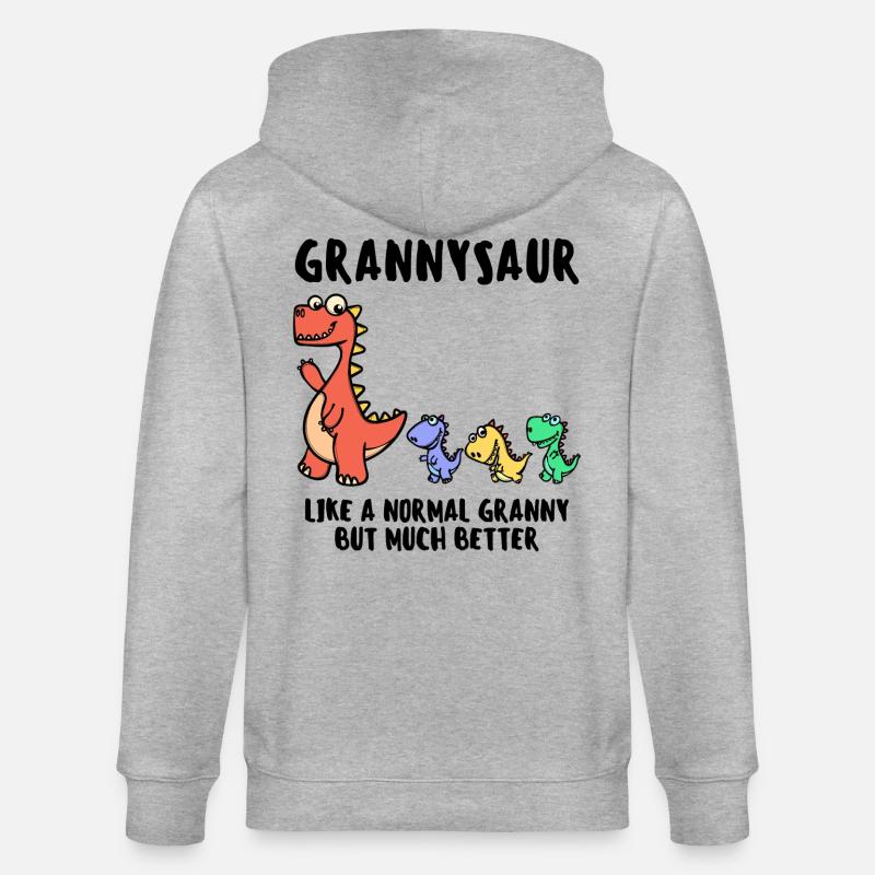Oma Großmutter Dinosaurier Lustig Statement - Stanley/Stella Unisex Bio-Kapuzenjacke CULTIVATOR  - Grau meliert
