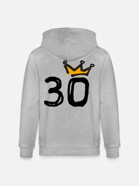 30th birthday Krone - Stanley/Stella CULTIVATOR Unisex Organic Hooded Jacket - heather grey