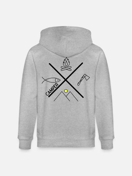 Fun design for campers - Stanley/Stella CULTIVATOR  Unisex Organic Hooded Jacket - heather grey