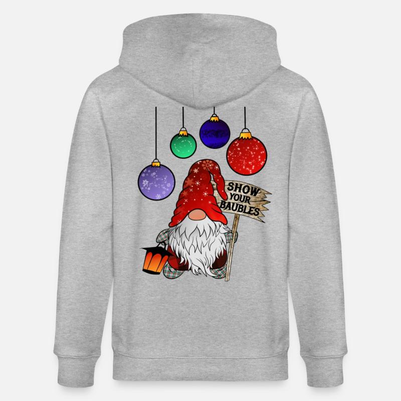 Gnome Noël Nain Joyeux Noël - Veste à capuche bio CULTIVATOR Stanley/Stella Unisexe - gris chiné