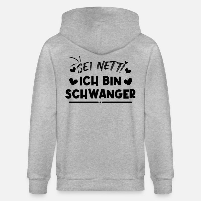 Schwanger Statement Herz Schwangerschaft Mutter - Stanley/Stella Unisex Bio-Kapuzenjacke CULTIVATOR - Grau meliert