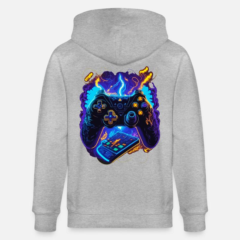 Cyber Gaming Controller - Stanley/Stella Unisex Bio-Kapuzenjacke CULTIVATOR  - Grau meliert