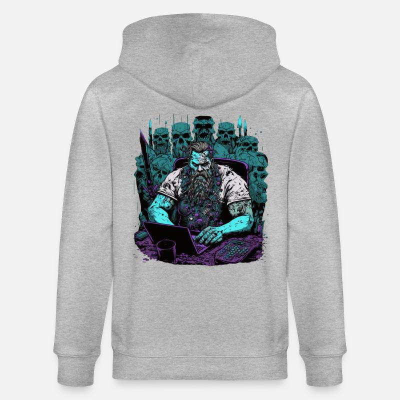 Admin Wiking programmiert Computer - Stanley/Stella Unisex Bio-Kapuzenjacke CULTIVATOR  - Grau meliert