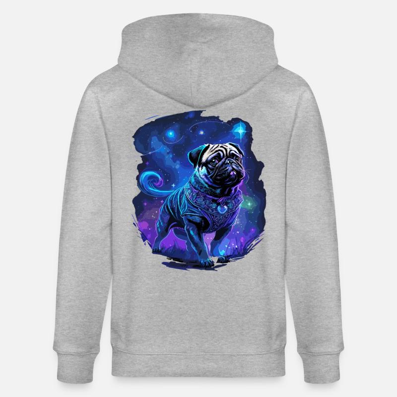 Mystischer Mops Hund - Stanley/Stella Unisex Bio-Kapuzenjacke CULTIVATOR - Grau meliert