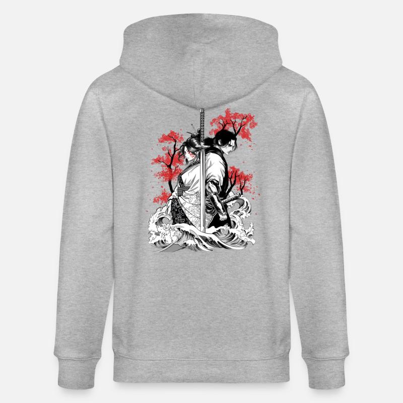 Verschlungene Samurai-Seelen - Stanley/Stella Unisex Bio-Kapuzenjacke CULTIVATOR  - Grau meliert