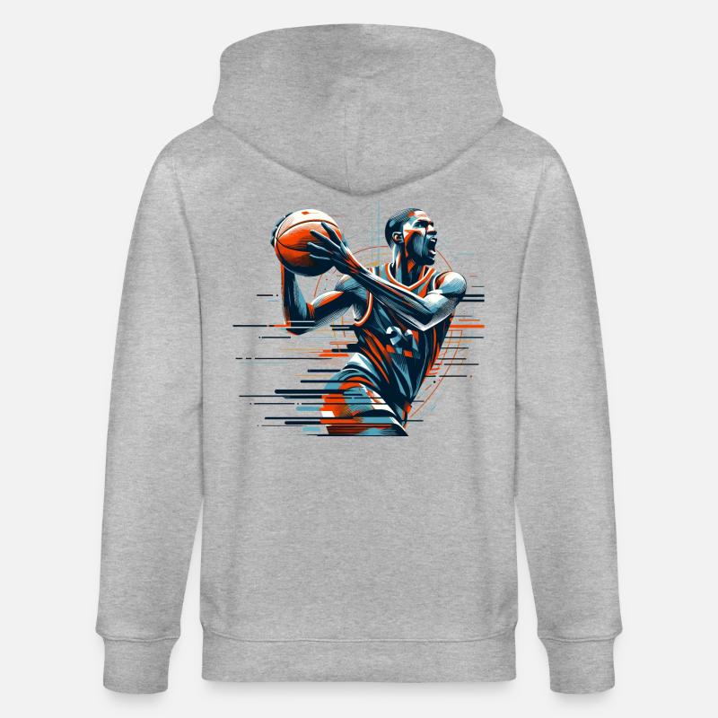Basketball dynamisch Geschenk - Stanley/Stella Unisex Bio-Kapuzenjacke CULTIVATOR  - Grau meliert