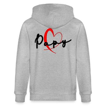OPA. VATERTAG. ALLES Gute zum Tag des Großvaters. ICH LIEBE DICH. - Stanley/Stella Unisex Bio-Kapuzenjacke CULTIVATOR  - Grau meliert - Hinten - Luana (180cm)