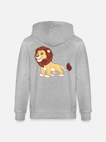 A magnificent lion - Stanley/Stella CULTIVATOR  Unisex Organic Hooded Jacket - heather grey