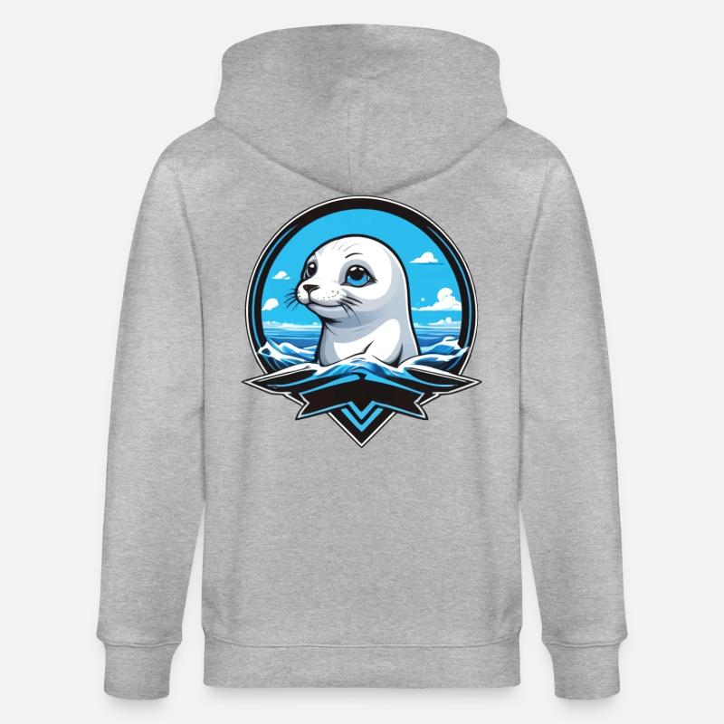 Kleine Robbe Robben Meer - Stanley/Stella Unisex Bio-Kapuzenjacke CULTIVATOR  - Grau meliert