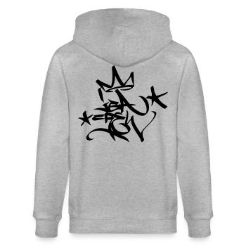Graffiti Tag JGA Crew King 02 1C - Stanley/Stella Unisex Bio-Kapuzenjacke CULTIVATOR  - Grau meliert - Hinten - Luana (180cm)