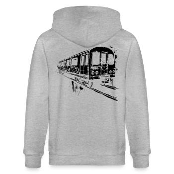 Graphique ferroviaire - Veste à capuche bio CULTIVATOR Stanley/Stella Unisexe - gris chiné - Dos - Luana (180cm)