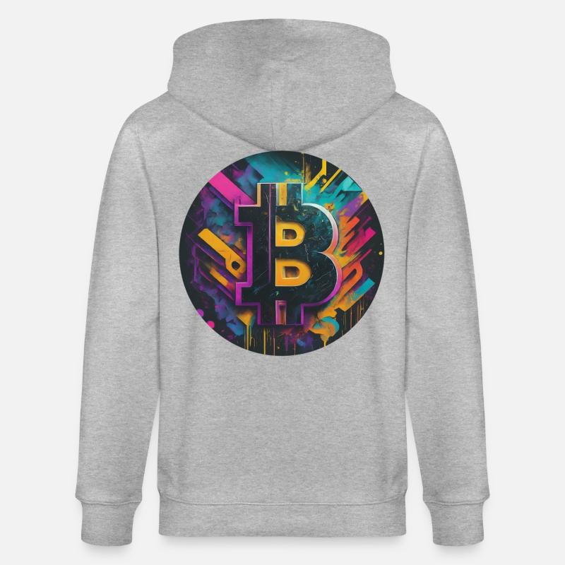 Bitcoin-Explosion der Farben - Stanley/Stella Unisex Bio-Kapuzenjacke CULTIVATOR  - Grau meliert