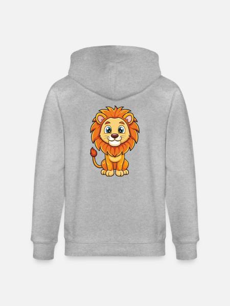 Leone simpatico personaggio dei cartoni animati Kawaii Clipart - Felpa con cappuccio ecologica unisex CULTIVATOR di Stanley/Stella - grigio melange