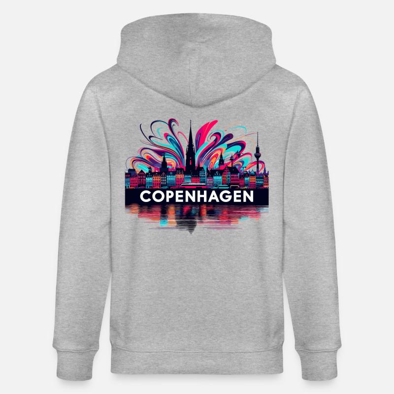 Copenhague Capitale Danemark Cadeau - Veste à capuche bio CULTIVATOR Stanley/Stella Unisexe - gris chiné