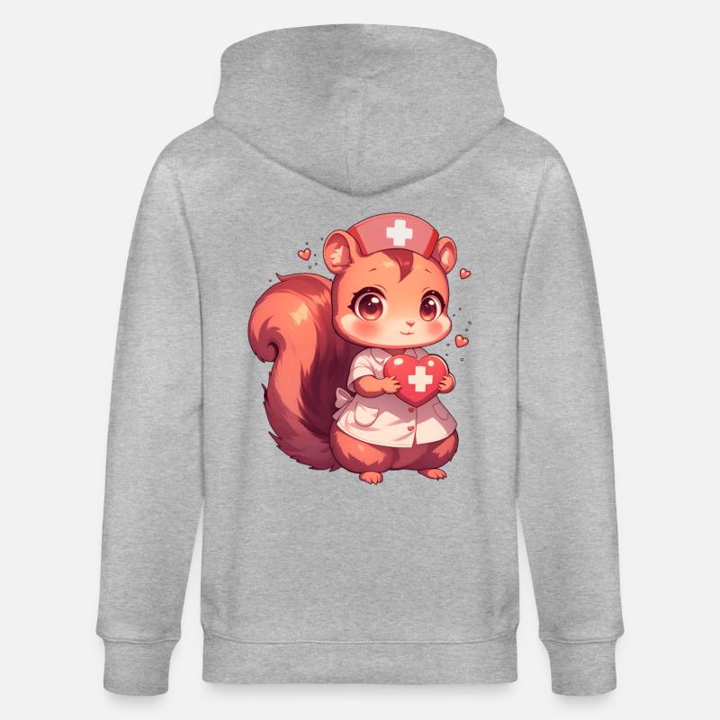 Pflegerin Eichhörnchen Krankenschwester Ärztin - Stanley/Stella Unisex Bio-Kapuzenjacke CULTIVATOR  - Grau meliert