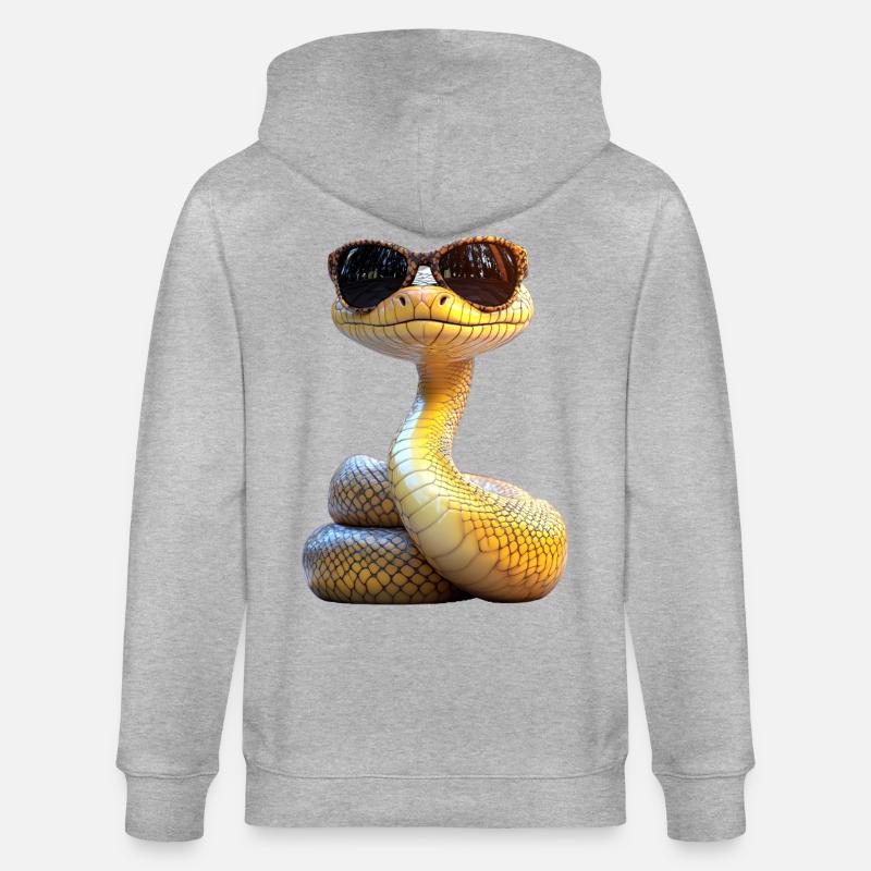 Schlange Python Kobra Mamba Klapperschlange Snake - Stanley/Stella Unisex Bio-Kapuzenjacke CULTIVATOR  - Grau meliert