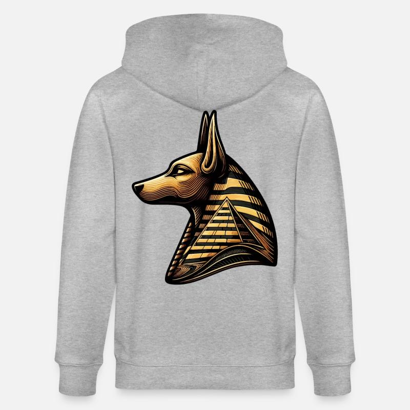 Anubis | Wächter der Gräber Ägypten - Stanley/Stella Unisex Bio-Kapuzenjacke CULTIVATOR  - Grau meliert