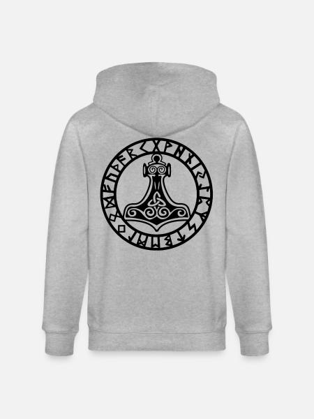 Schwarzer Wikingerhammer - Stanley/Stella Unisex Bio-Kapuzenjacke CULTIVATOR  - Grau meliert