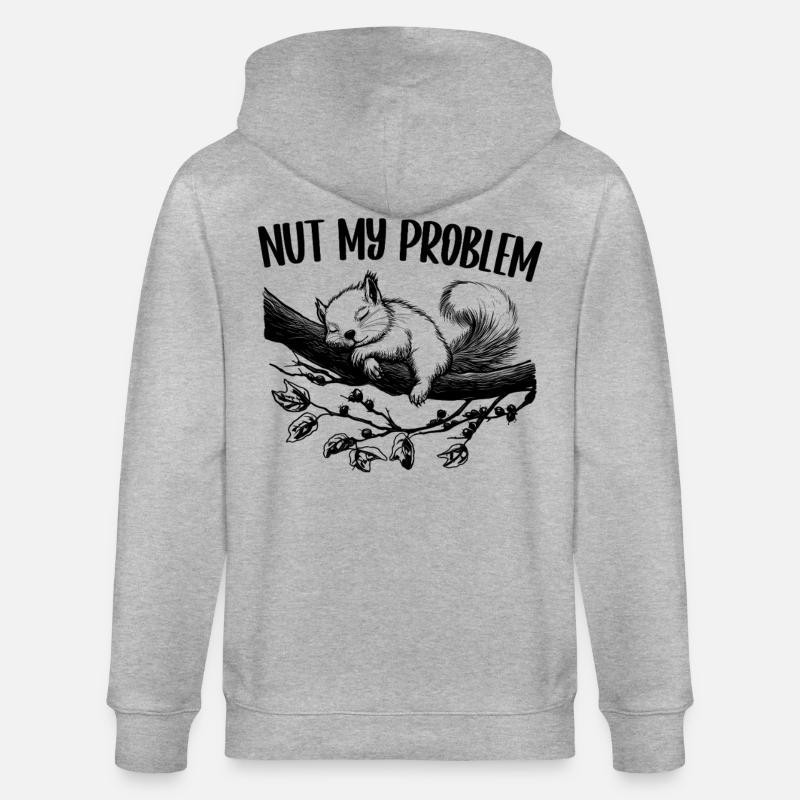Nut My Problem Niedlich Eichhörnchen Geschenk - Stanley/Stella Unisex Bio-Kapuzenjacke CULTIVATOR  - Grau meliert
