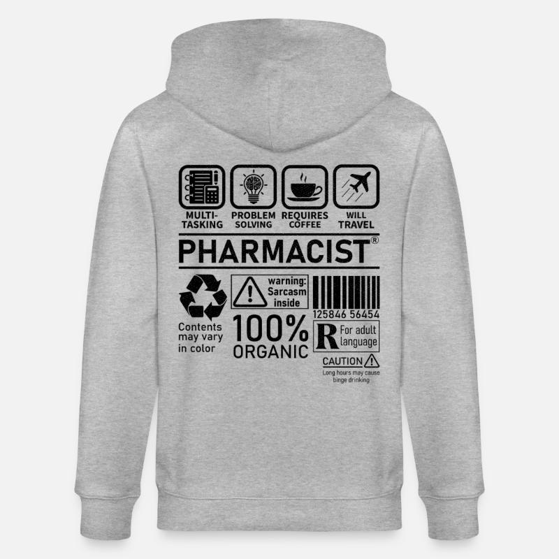 Pharmacist multi tasking problem solving - Stanley/Stella Unisex Bio-Kapuzenjacke CULTIVATOR  - Grau meliert