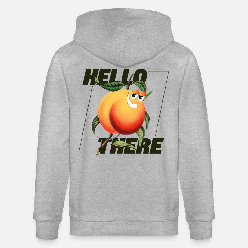 Peach Retro – Déclaration Hello There - Veste à capuche bio CULTIVATOR Stanley/Stella Unisexe - gris chiné