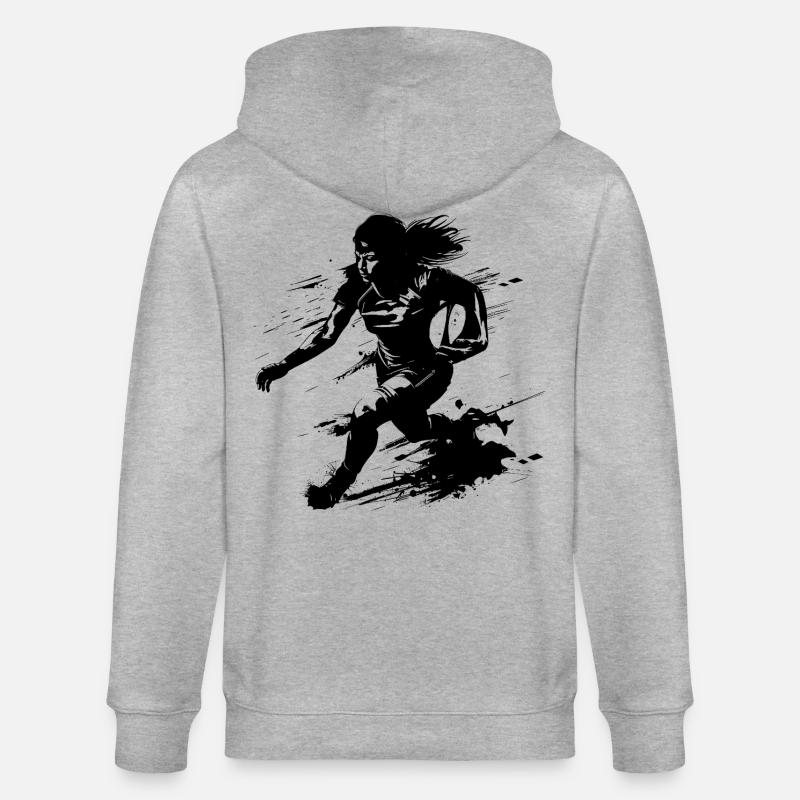 Rugby Player - Stanley/Stella CULTIVATOR  Unisex Organic Hooded Jacket - heather grey