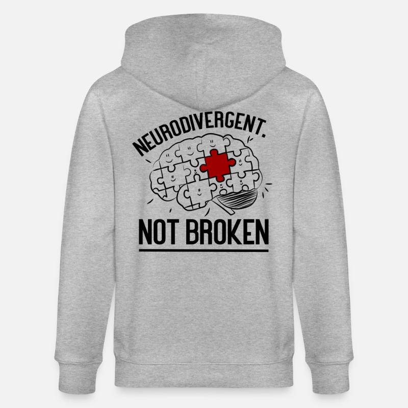 Neurodivergent Not Broken – Strong Mind Statement - Veste à capuche bio CULTIVATOR Stanley/Stella Unisexe - gris chiné