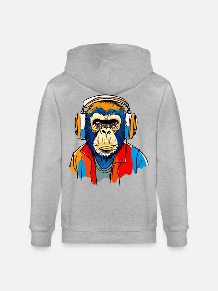 Singe avec casque - Veste à capuche bio CULTIVATOR Stanley/Stella Unisexe - gris chiné