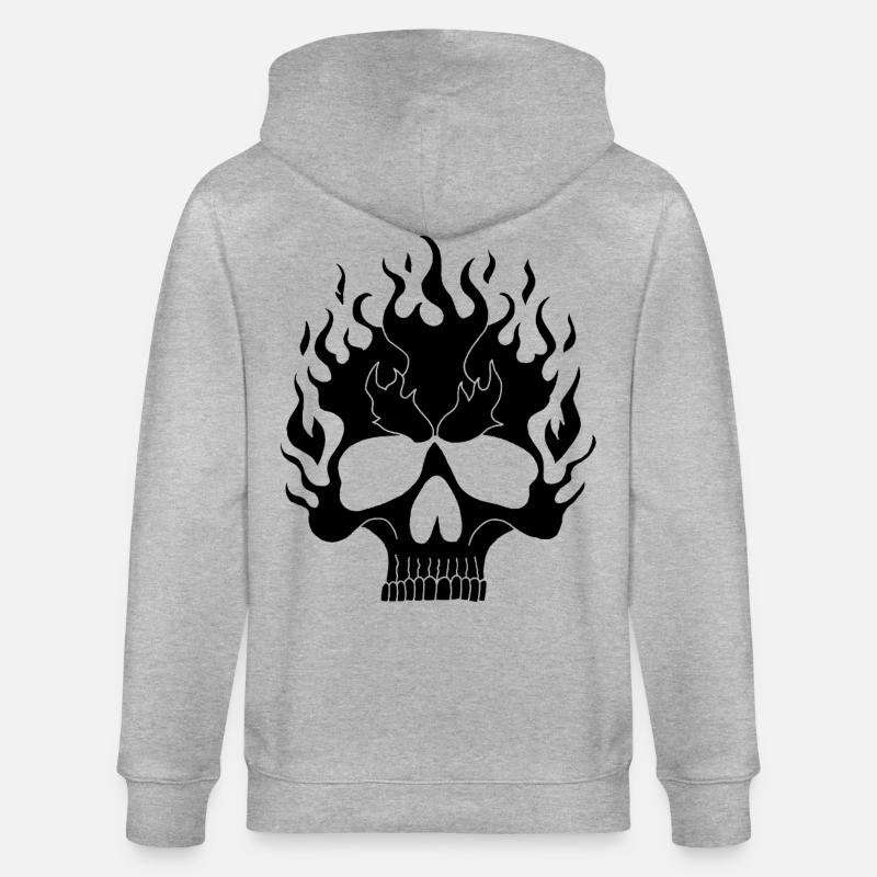 Schwarzer flammender Schädel - Stanley/Stella Unisex Bio-Kapuzenjacke CULTIVATOR  - Grau meliert