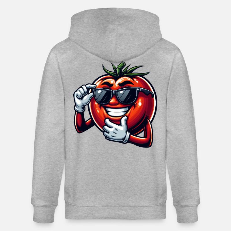 Coole Tomate mit Sonnenbrille Sommer Eitelkeit - Stanley/Stella Unisex Bio-Kapuzenjacke CULTIVATOR  - Grau meliert