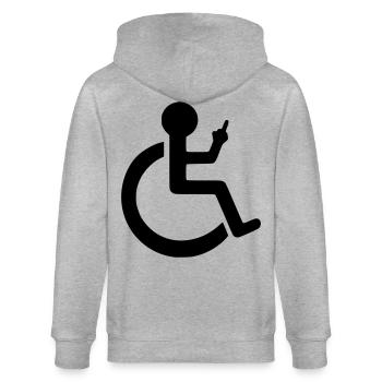 Utilisateur d’un fauteuil roulant avec une opinion claire # - Veste à capuche bio CULTIVATOR Stanley/Stella Unisexe - gris chiné - Dos - Luana (180cm)