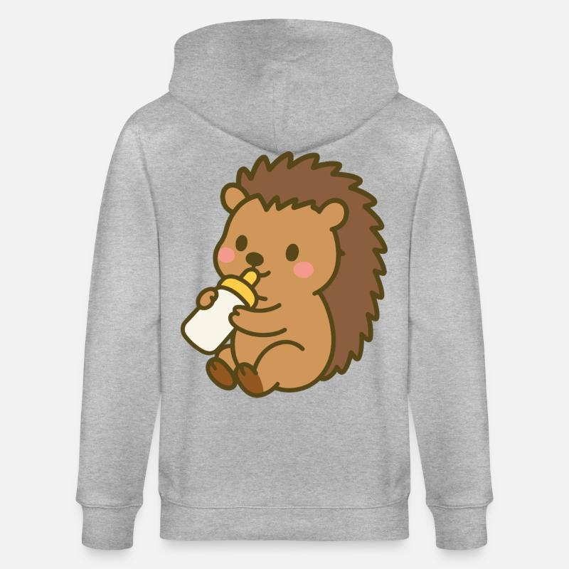 Hérisson avec bouteille de lait - Veste à capuche bio CULTIVATOR Stanley/Stella Unisexe - gris chiné