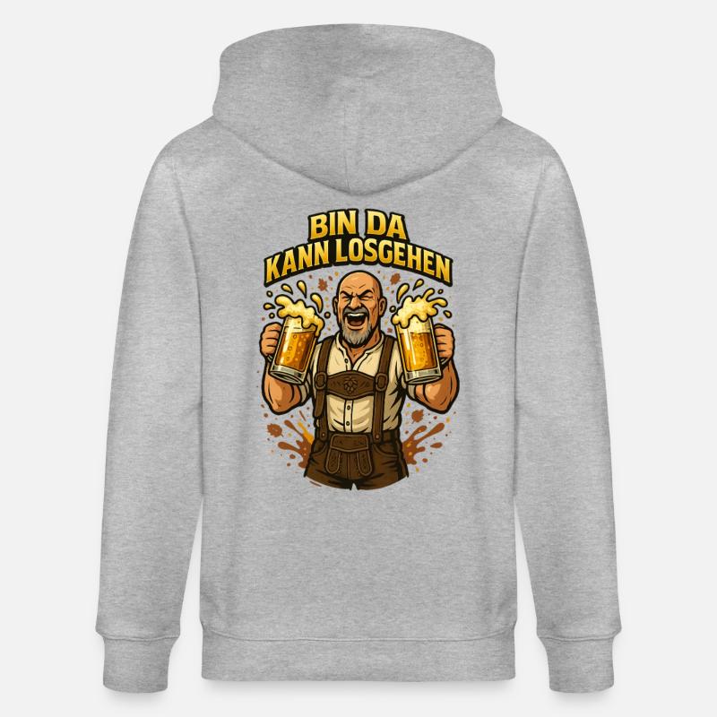 Bier Bierkrug Bierflasche Bierzelt Biergarten - Stanley/Stella Unisex Bio-Kapuzenjacke CULTIVATOR  - Grau meliert