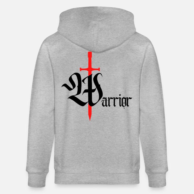 Gothic Krieger Design mit Schwert schwarzer Text - Stanley/Stella Unisex Bio-Kapuzenjacke CULTIVATOR - Grau meliert