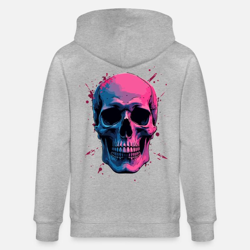 Crâne au néon - Veste à capuche bio CULTIVATOR Stanley/Stella Unisexe - gris chiné