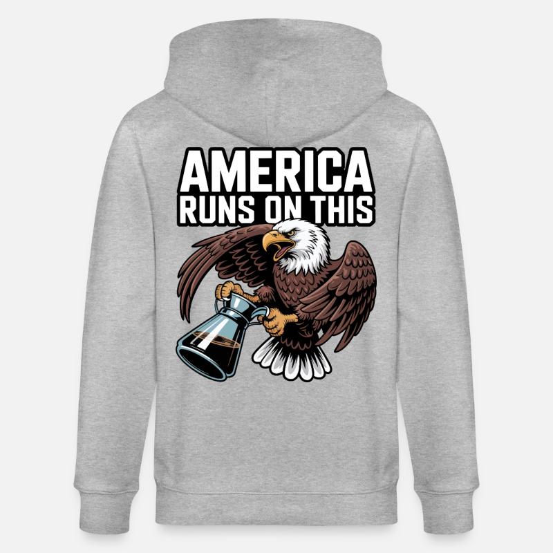 Amerika läuft auf Coffee Eagle - Stanley/Stella Unisex Bio-Kapuzenjacke CULTIVATOR  - Grau meliert