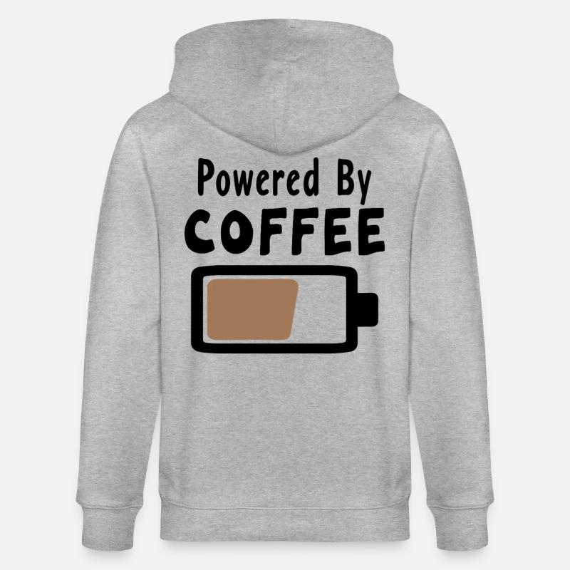 Powered By Coffee - Kaffee Statement Spruch - Stanley/Stella Unisex Bio-Kapuzenjacke CULTIVATOR  - Grau meliert