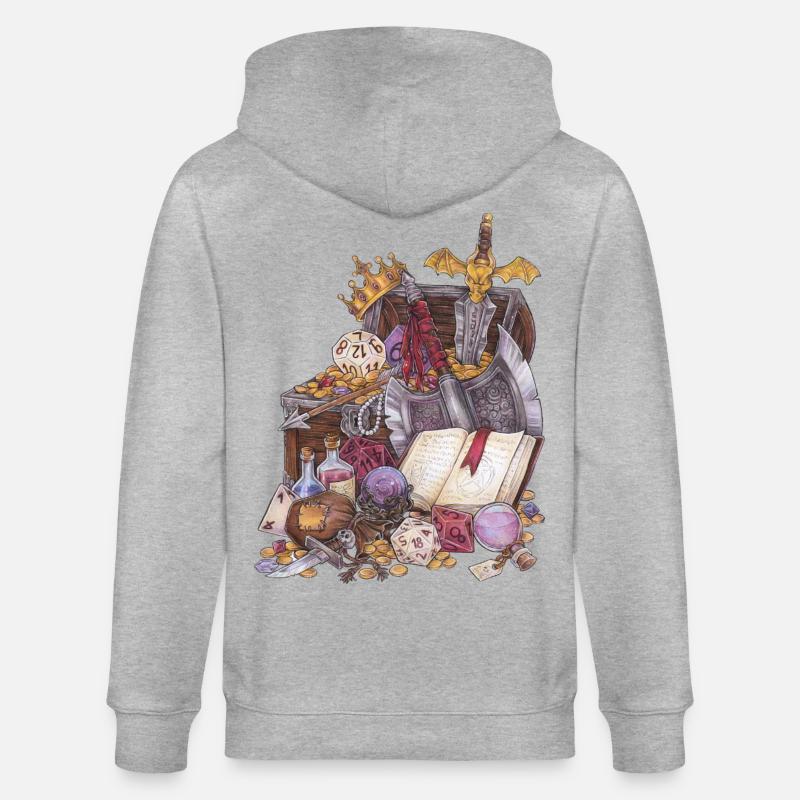 Coffre au trésor dans un donjon avec épée Magic Fantasy - Veste à capuche bio CULTIVATOR Stanley/Stella Unisexe - gris chiné