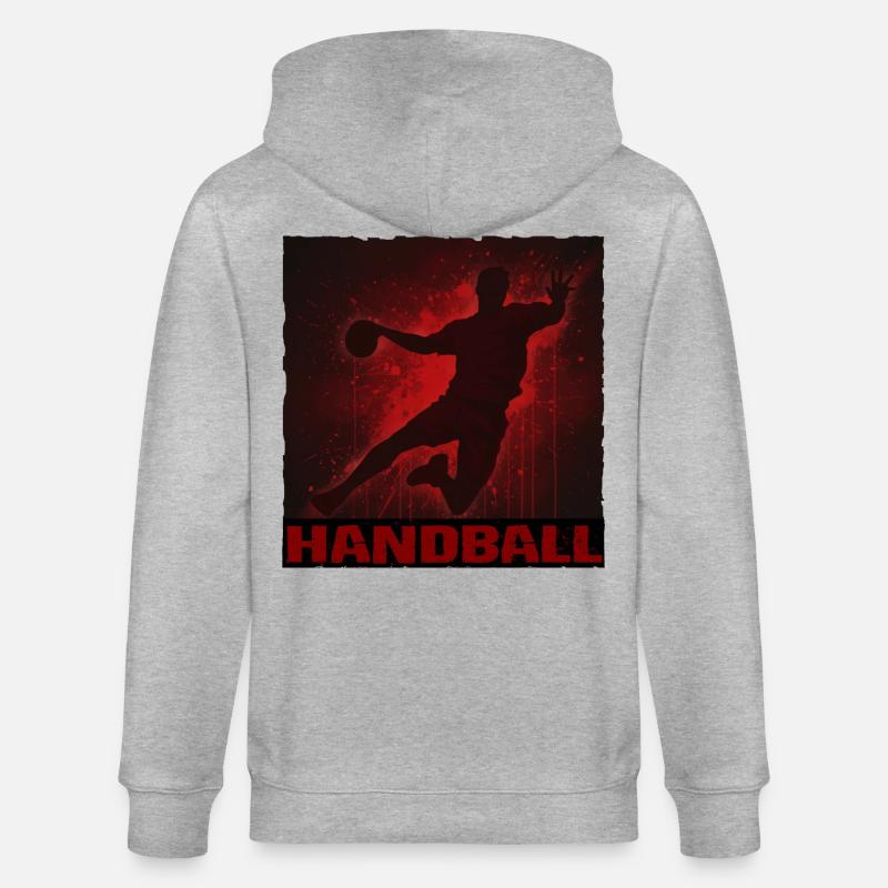 Imprimé silhouette de handball dynamique - Veste à capuche bio CULTIVATOR Stanley/Stella Unisexe - gris chiné