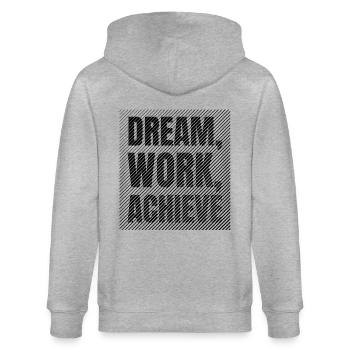 Dream Work Achieve Discipline and Ambition - Stanley/Stella CULTIVATOR  Unisex Organic Hooded Jacket - heather grey - Back - Luana (180cm)