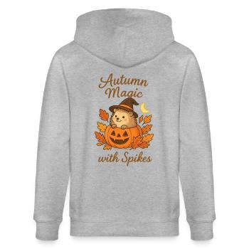 Magie de l’automne avec des épines – Hérisson doux dans une citrouille - Veste à capuche bio CULTIVATOR Stanley/Stella Unisexe - gris chiné - Dos - Luana (180cm)