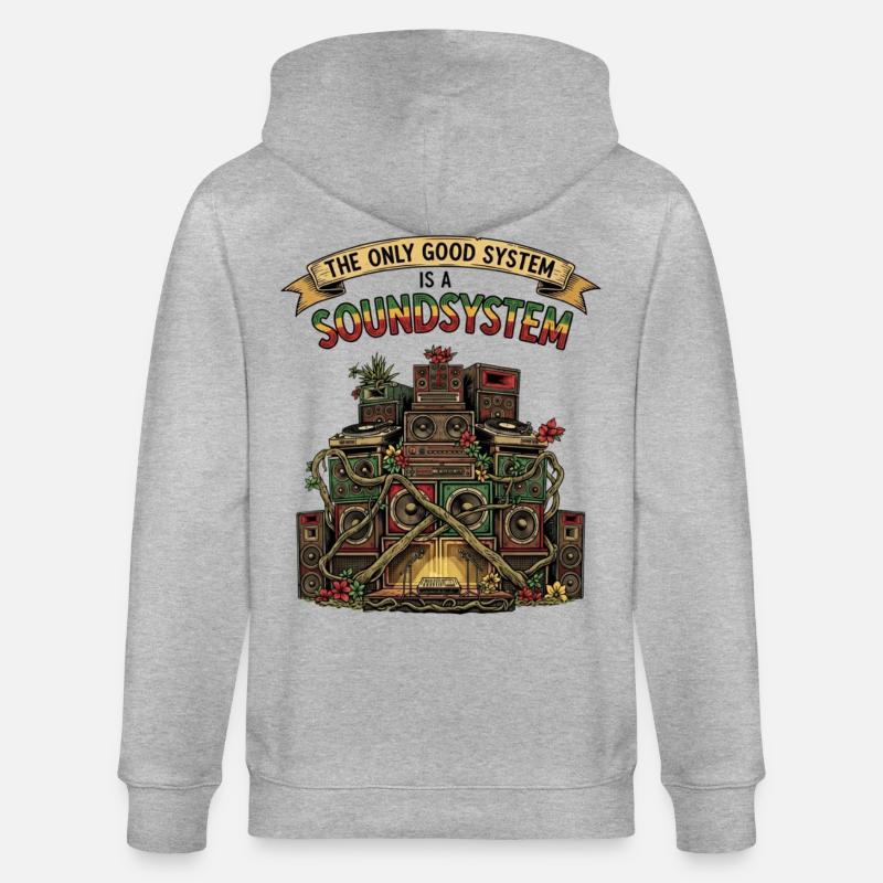 Sound System Collage Dub Reggae - Stanley/Stella Unisex Bio-Kapuzenjacke CULTIVATOR  - Grau meliert